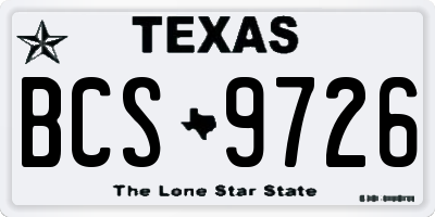 TX license plate BCS9726