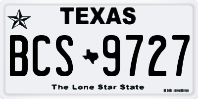 TX license plate BCS9727