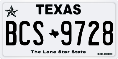 TX license plate BCS9728