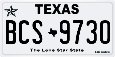 TX license plate BCS9730