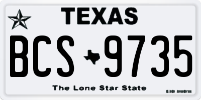 TX license plate BCS9735