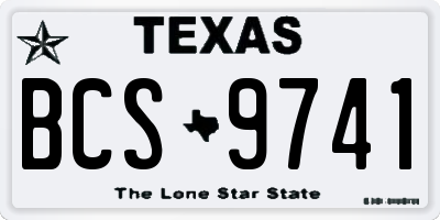 TX license plate BCS9741