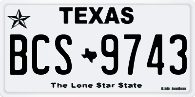 TX license plate BCS9743