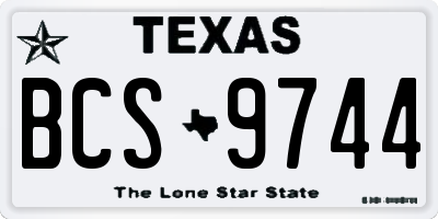 TX license plate BCS9744