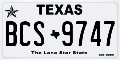 TX license plate BCS9747