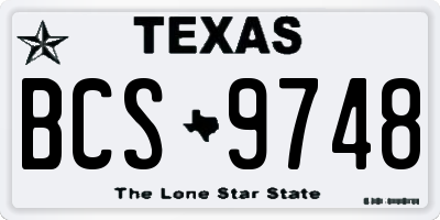 TX license plate BCS9748