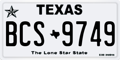 TX license plate BCS9749