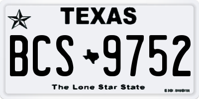 TX license plate BCS9752