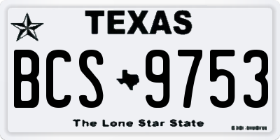 TX license plate BCS9753