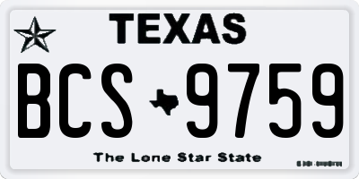 TX license plate BCS9759