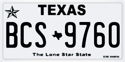 TX license plate BCS9760