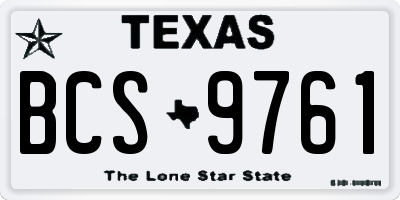 TX license plate BCS9761