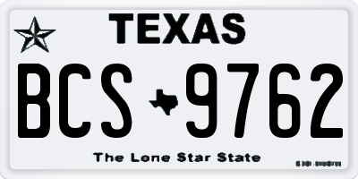 TX license plate BCS9762