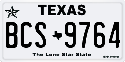 TX license plate BCS9764