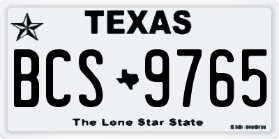 TX license plate BCS9765