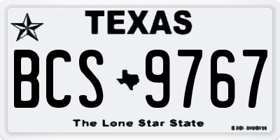 TX license plate BCS9767