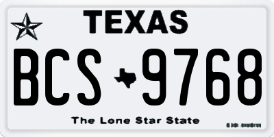 TX license plate BCS9768