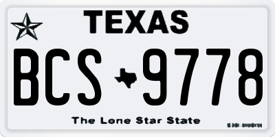 TX license plate BCS9778