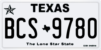 TX license plate BCS9780