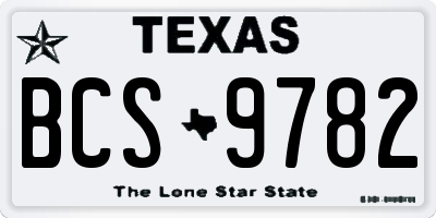 TX license plate BCS9782