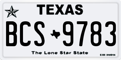 TX license plate BCS9783