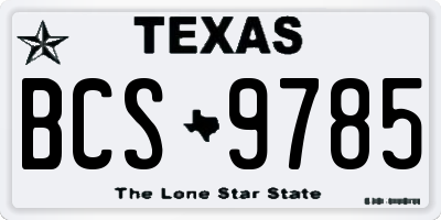TX license plate BCS9785
