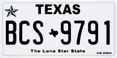TX license plate BCS9791