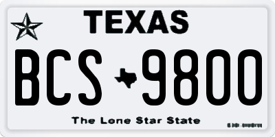 TX license plate BCS9800