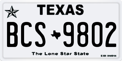 TX license plate BCS9802