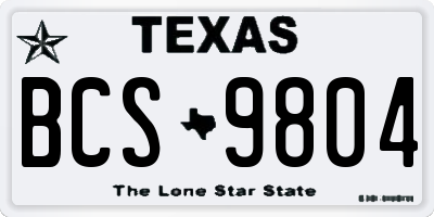 TX license plate BCS9804