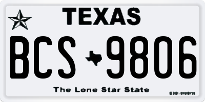 TX license plate BCS9806