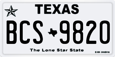 TX license plate BCS9820
