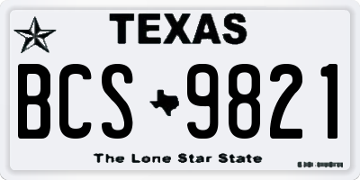 TX license plate BCS9821