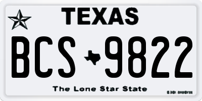 TX license plate BCS9822