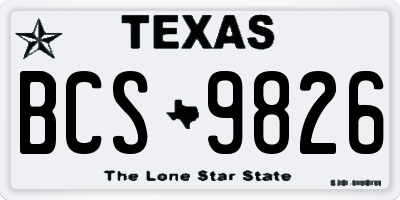 TX license plate BCS9826