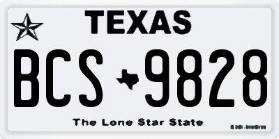TX license plate BCS9828