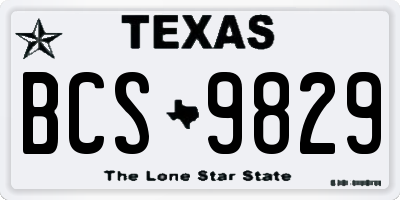 TX license plate BCS9829