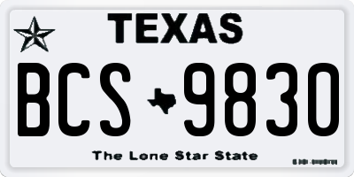 TX license plate BCS9830