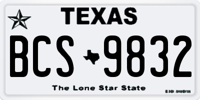 TX license plate BCS9832
