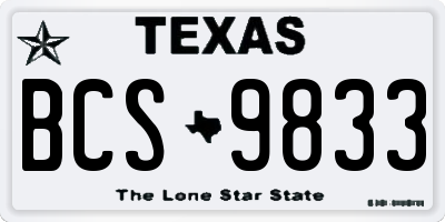 TX license plate BCS9833