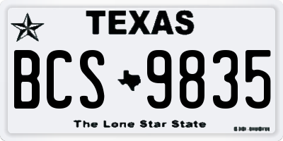 TX license plate BCS9835
