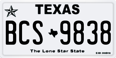 TX license plate BCS9838