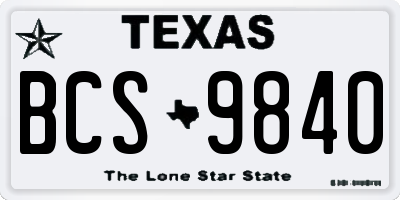 TX license plate BCS9840