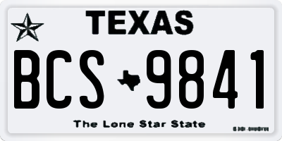 TX license plate BCS9841