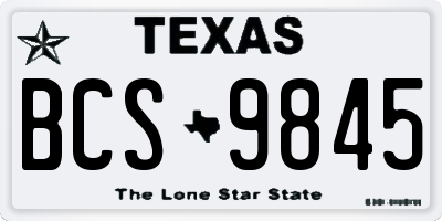 TX license plate BCS9845