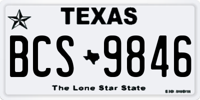 TX license plate BCS9846