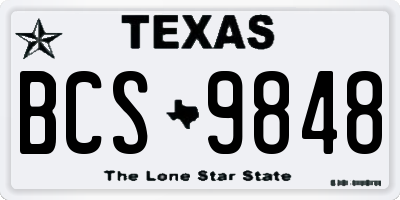 TX license plate BCS9848