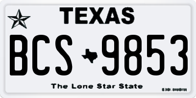 TX license plate BCS9853