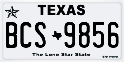 TX license plate BCS9856