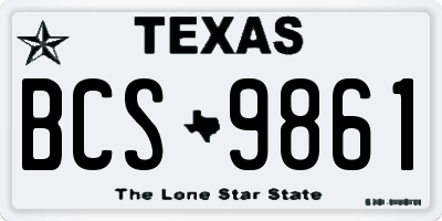 TX license plate BCS9861
